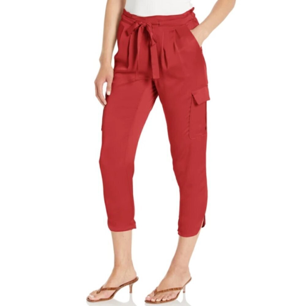 Ramy Brook 'Allyn' Drawstring-Waist Satin Cargo Pants, Soiree Red